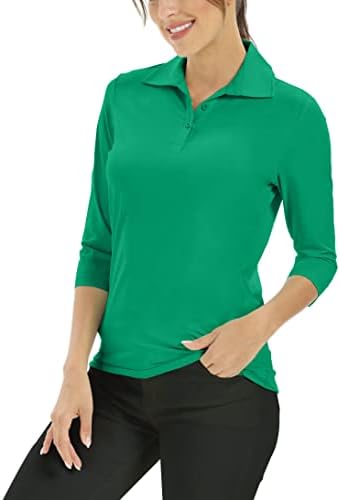Ženska 3/4 rukava V izrez Golf košulje vlage Wicking Performance Pleteni vrhovi Fitness Workout