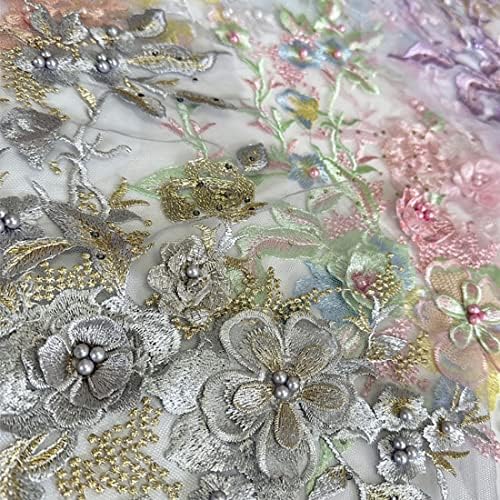 Liveish cvjetna tkanina perla čipkaste čipke, vezan zakrpa za cvijeće za haljine, mladenka,