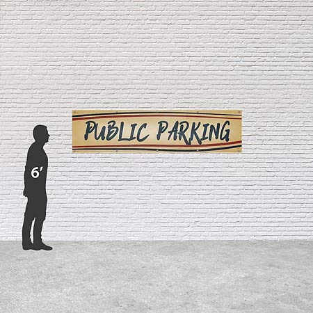 CGsignLab | Javni parking -Nostalgia Stripes Heavy-carst vanjski vinilni baner | 8'x2 '
