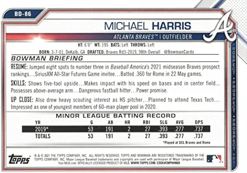 2021 Bowman Draft Baseball BD - 86 Michael Harris karta prije početnika