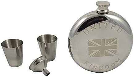 Velika Britanija tikvica Poklon Set-10 oz tikvica ugraviran sa Union Jack sa dve čaše i lijevak