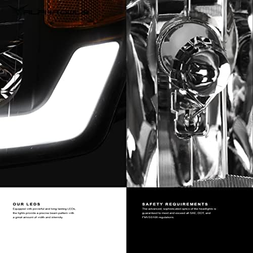 Alpha sove 8710302 kristalni farovi sa bijelim LED Halo-hrom odgovara 2005-2009 Ford Mustang halogenim modelima