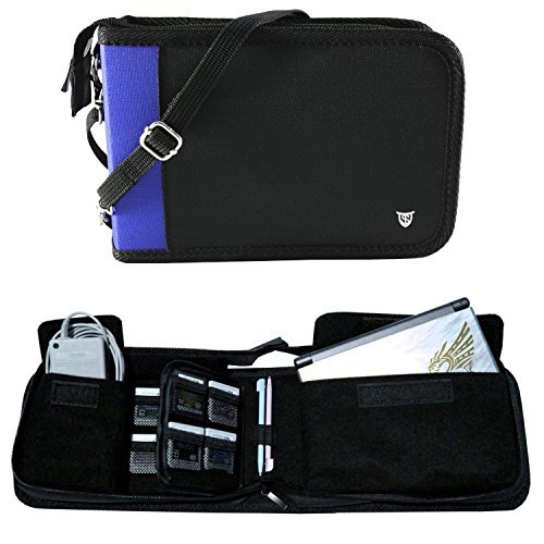 Technoskin - sve u jednom putna torbica za novi 3DS ili novi 3DS XL-crna i plava-12 držača za igre - punjač torbica-traka za nošenje