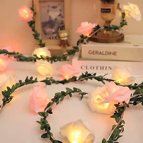 Aolyty svjetla za cvijeće, Umjetna svjetla za vijenac od ruže na baterije Vilinska svjetla za Dan zaljubljenih vjenčana spavaća soba vrtna terasa zid za zabavu dekorativna , ružičasta)