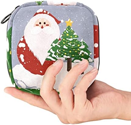 ORYUEKAN torba za odlaganje higijenskih uložaka, prenosive torbe za menstrualne jastučiće za višekratnu upotrebu, torbica za odlaganje tampona za žene djevojke, Crtić Santa Božić