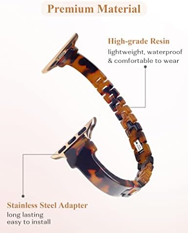 Slim Resin Band kompatibilan sa Apple Watch Band 38/45 / 41mm, modna kornjačka shell sat narukvica za iWatch seriju