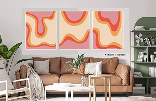 Preppy Aesthetic apstraktna zidna Umjetnost-8x10 inča Neuramljeni Set od 3 ružičaste i narandžaste