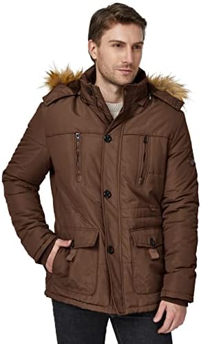 WenVen muški zimski kaput topla Parka jakna sa kapuljačom od vještačkog krzna koja se može ukloniti
