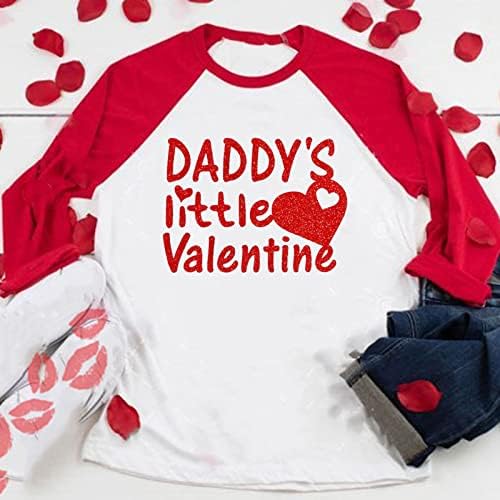 Kagayd Toddler Boys Girls T Majica za Valentinovo odjeća okrugla vrat dugih rukava slovo srce tiskano mlijeko