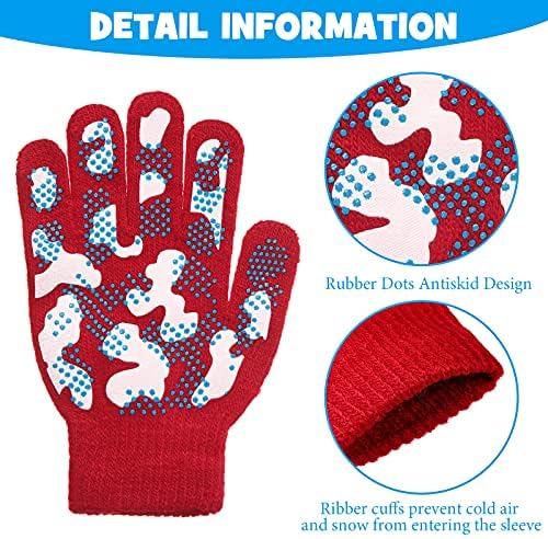 Syhood 6 pari rastezljive zimske dječije rukavice kamuflažne rukavice punog prsta za dječake od 5-8 godina