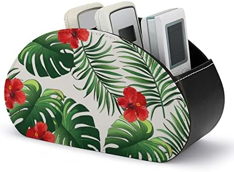 Palmino lišće i hibiskus Flower Print TV držač kutije za daljinsko upravljanje PU Koža 5 pretinci ladica