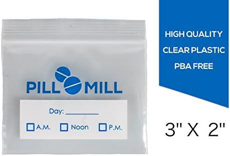 Broj torbi za pilule-Veličina 3 X 2 3 Mil - plastične torbe za organizatore pilula – male džepne torbe za pilule – putna torbica za pilule - dnevne AM PM vrećice za skladištenje lijekova – zaključavajući kontejner za nošenje pilula