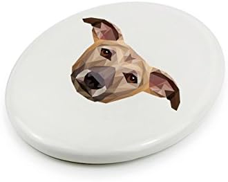 Whippet, nadgrobna keramička ploča sa likom psa, geometrijska