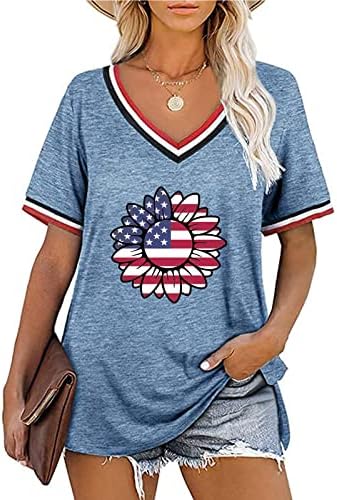 Ženska američka zastava Grafička štampana bluza Neovisnosti Dan majica Majica kratkih rukava Ljetna majica