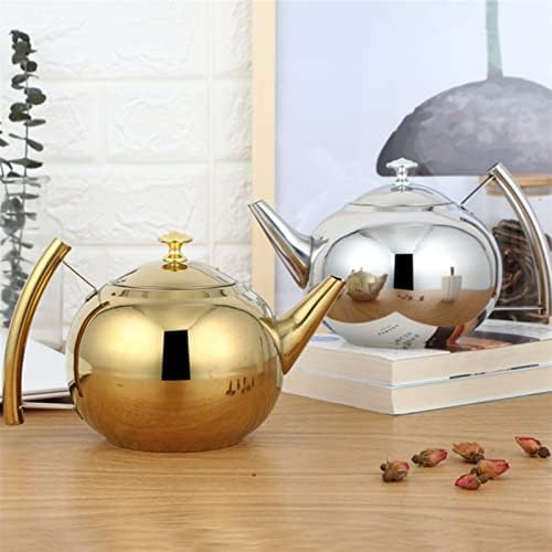 Čajnik čajnik 1l Veliki kapacitet čajnik od nehrđajućeg čelika Teapot Kineski čaj lonac za kavu sa filterom Kućni čajnik, zlatni / srebrni čajnik čajnika