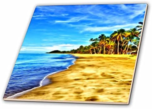3drose mirna okeanska plaža sa palmama slika svetlosti infuzirana slika-pločice
