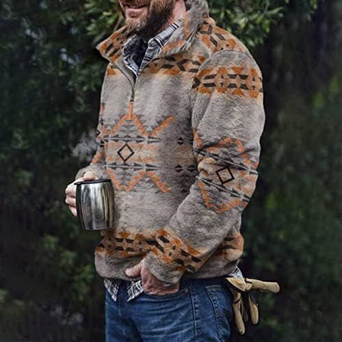Muška džemperi i puloveri flis Vintage astečki stil džemperi pulover Zip up V-izrez Sueter para hombres Za muškarce zima
