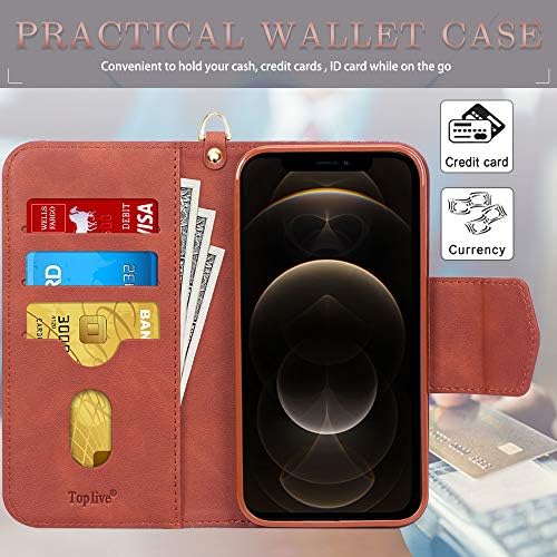 Toplive kompatibilan sa iPhone 12 / iPhone 12 Pro 6.1 Inch, Premium Wallet Case Folio Flip Cover