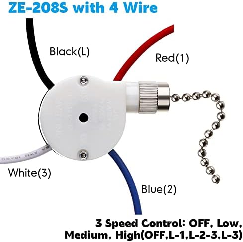 3 kom Ze 208s E89885 3-brzinski 4-žični Prekidač za lanac Prekidač za stropni ventilator rezervni