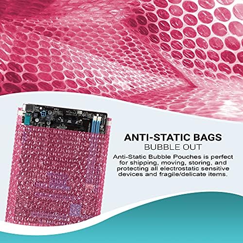 APQ antistatičke torbe za izbacivanje mjehurića 10 x 20 inča, pakovanje od 25 ružičastih vrećica sa mjehurićima sa samo zaptivanjem, vodootporne pe antistatičke torbe sa mjehurićima za pakovanje elektronike, ukrasa, jastuka čvrsta dvostruka torba sa mjehurićima