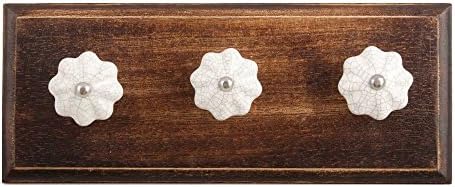 Indianchelf 2 Pack kuka | Zidne ključeve za ključeve | Bijeli zaštitni vješalica | Drvena jedinstvena zidna kuka | Cracle Dinjeni kaput Kukice Hardver [10.16 cm]