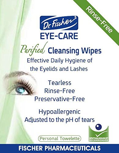 Fischer Premium, pročišćene, Neiritirajuće & hipoalergene maramice za kapke prethodno navlažene za komplementarno liječenje crvenih očiju, suhog oka i blefaritisa & amp; konjunktivitis čisti šminku