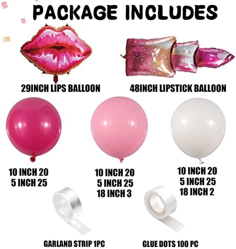 Ružičasti balon Garland Arch Kit Hot Pink Light Pink bijeli baloni sa velikim balonima za usne za djevojke za