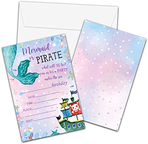Mermaid rođendanske pozivnice sa kovertama - pod pozivom na morsku stranku za djevojčice - čarobne sirene