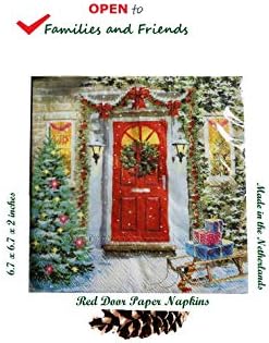 40-CT Crvena vrata salveta | Božićne salvete papir | Božićni papir salvete | Božićna večera