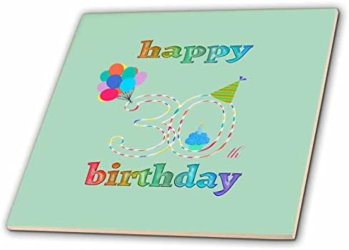 3drose sretan 30. rođendan, Cupcake sa svijećom, balonima, šeširom, šarenim-pločicama