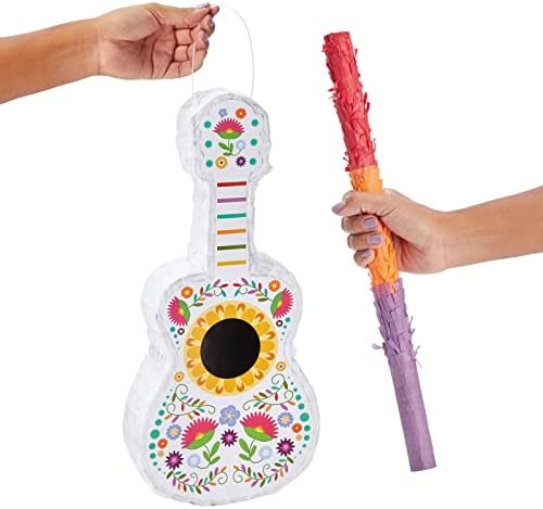 3-dijelni Floral Guitar Pinata paket sa povezom na očima i palicom za dječiju rođendansku zabavu,
