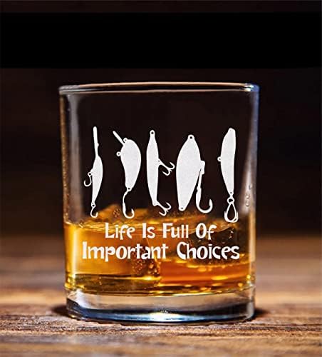 HTDesigns Život Je Pun Važnih Izbora Golf Whisky Glass-Whisky Glass Poklon Za Prijatelja-Poklon Za Ribara-Rođendanski