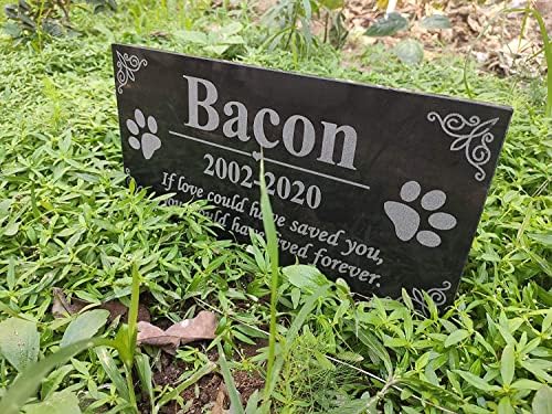 Kastoivei 12x6 inča personalizovano spomen kamenje za kućne ljubimce za psa, crni granit Memorijalni baštenski kamen Laser graviran, mačji Memorijalni kamen