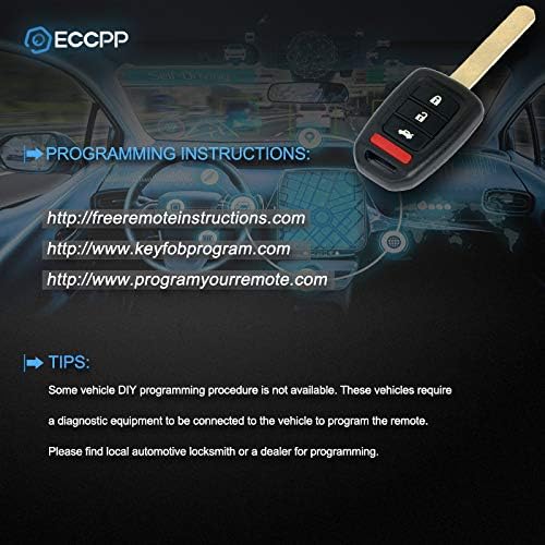 ECCPP zamjena za Nerezani daljinski privjesak za ključeve bez ključa 13-15 za Hondu za Accord za Civic 1.8 L 2.4 L FCC MLBHLIK6-1t pakovanje od 2