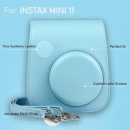 Fujifilm Instax Mini 11 Trenutna Kamera Sky Blue / Instax Mini Twin Pack Film | Glitter Photo Album Drži 64