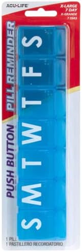 Acu-life sedmični Organizator pilula, vitaminska kutija i kutija za lijekove, otvaranje dugmeta, X-veliki pretinci, plava