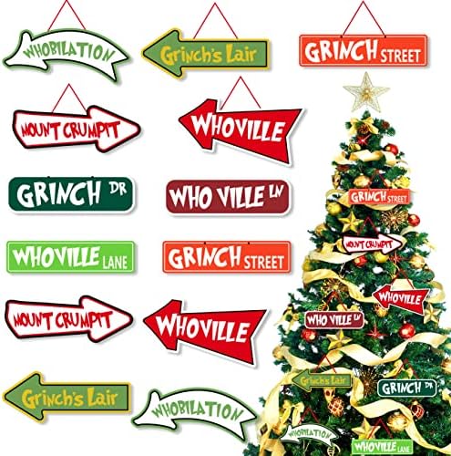 Božićne ukrase, 16pcs Grinch božićni ukrasni papirni kartoni vise dobrodošli u košulje za božićni ukrasi za zimski