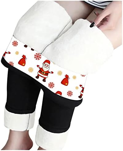 Fleece obložene gamaše božićne meke rastezljive joge hlače snježne pahulje grafičke bešavne dukseve ravne
