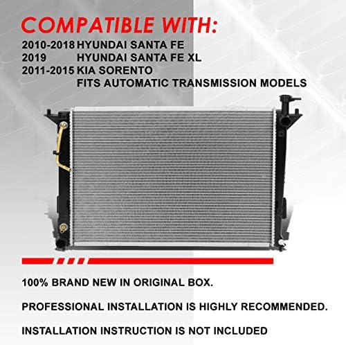DPI 13382 fabrički stil 1-redni radijator za hlađenje kompatibilan sa Santa FE / FE XL Sorento 10-19, aluminijumsko jezgro