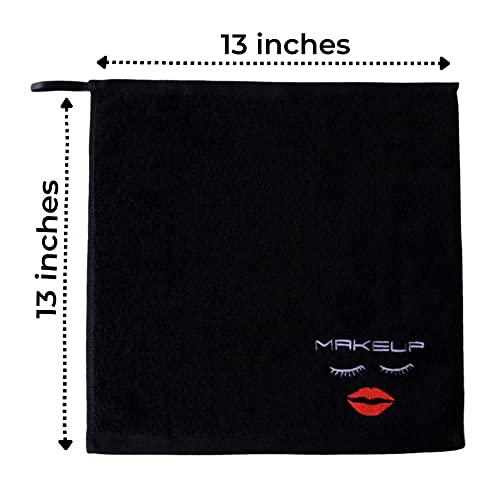 Ultra mekani crni pamučni ručnik sa ručnikom, pranja za uklanjanje šminke sa slatkim vezom 13x13