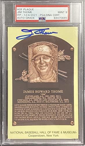 Jim Thome potpisao zlato Hof plaketa razglednica žuta Indijanci PSA / DNK Auto Mint 9-MLB rez potpisa