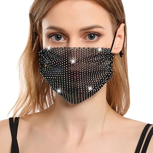 Nicemax 2pack mrežasta mrežasta maska za lice za Žene Crystal Sparkly Masquerade Gliter maska za lice za djevojčice maska za Božićnu zabavu-dame, 6,5 inča * 4,5 inča