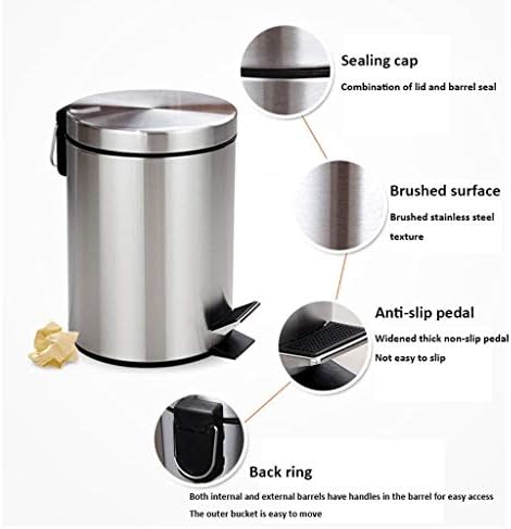 ZXB-shop smeće može 5L kućno papučicu za kućne kante za smeće od nehrđajućeg čelika može kreativno kupatilo flip otpadnim papirnim cijevima