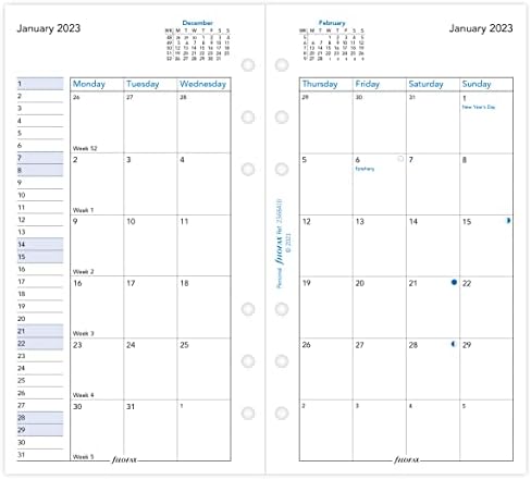 Filofax lični mjesec na dvije stranice Engleski blok format 2023 dnevnik