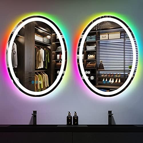 Arumma 32 x 24 inča Ovalno ogledalo sa lampicama s prednjim i RGB promjenom boje pozadinsko osvijetljeno