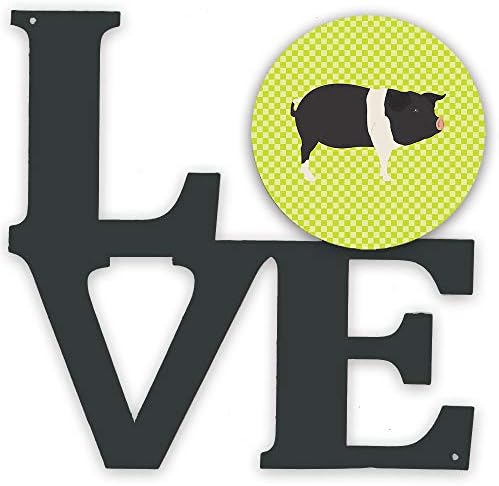 Caroline blaga BB7765WALV Hampshire svinja zeleni metalni zid Artwork Love,