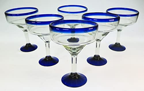 Eye4art Meksičke margarijske naočale Plavi obruč, ručno puhane, reciklirane čaše, set od 6