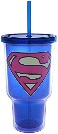 Srebrni bivolo SP0217 DC Comics Superman logo Plastični Jumbo Hladna čaša 32 oz, višebojna