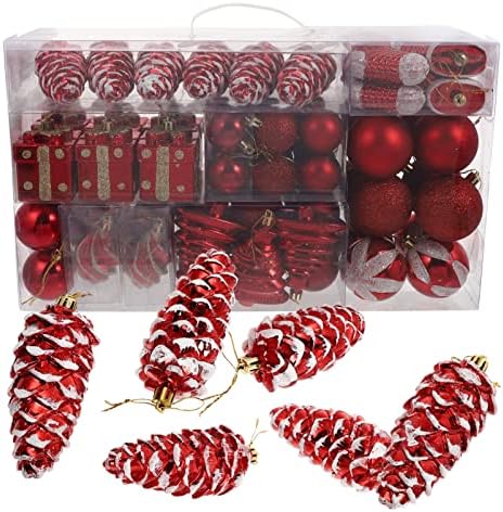 YARDWE Božić dekoracije plastike Božić ukrasi dekorativni: Red Shatterproof Božić Balls Baubles