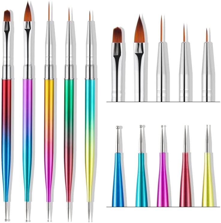 MIAOHY 10kom / Set Nail Art Dotting Painting Pen Gel akrilni crtež Carving Liner Brush Tools 2 načina manikura